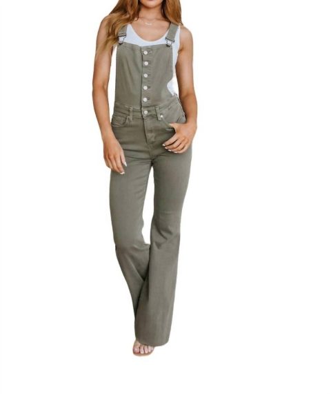Control Top Release Hem Overalls In Olive 7704759500860