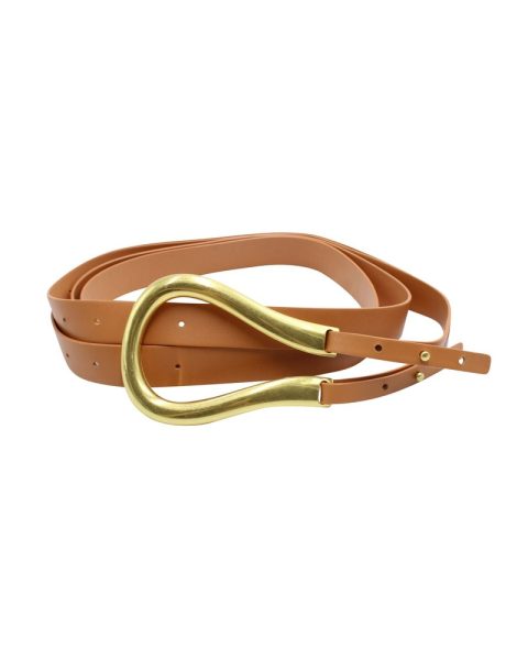 Bottega Veneta Curved Horseshoe Belt in Brown Leather 7833193119804