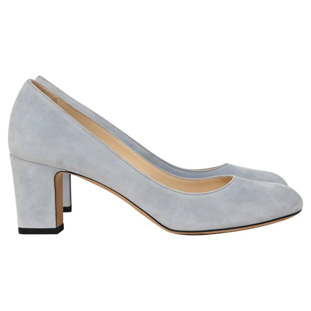 Jimmy Choo Block Heel Pumps in Light Blue Suede 7833194135612