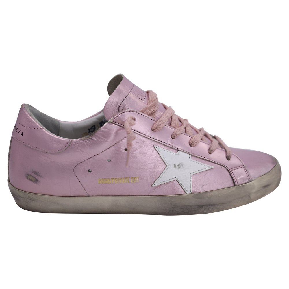 Golden Goose Super-Star Low-Top Sneakers in Metallic Pink Leather 7833194233916