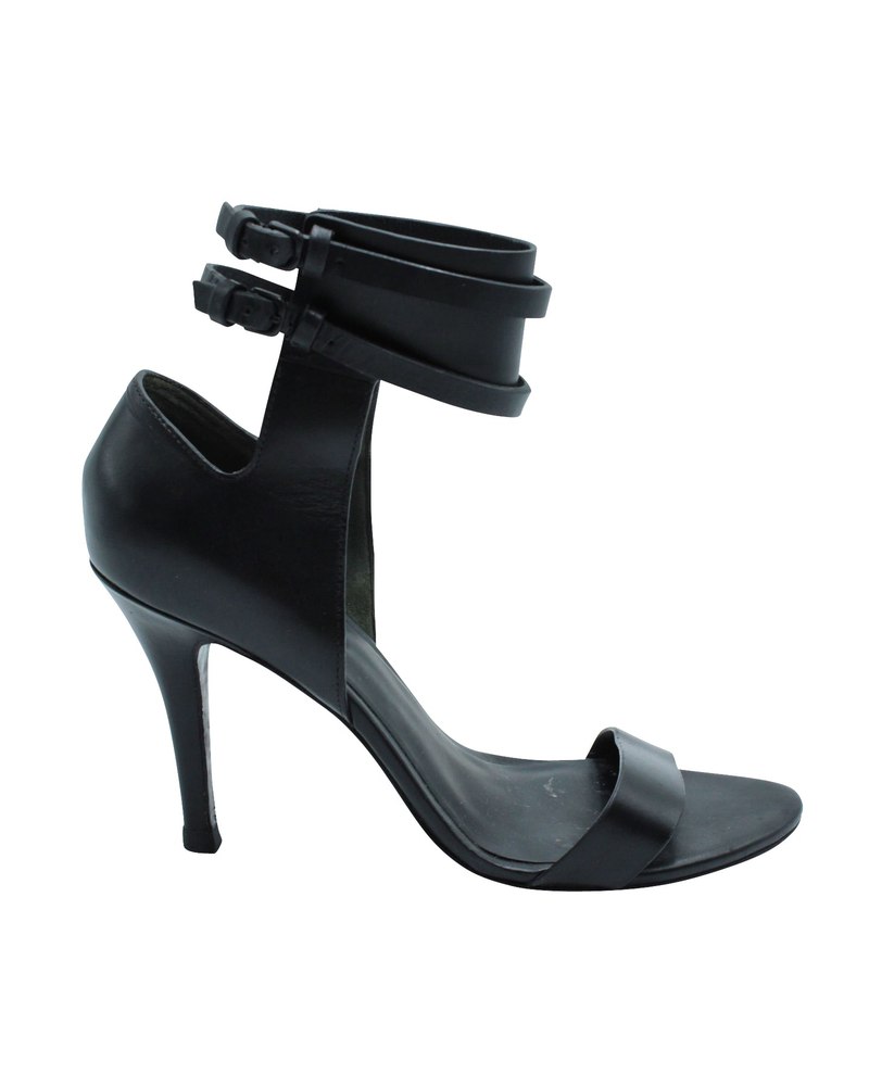 Alexander Wang Ankle Strap Heeled Sandals in Black Leather 7833193906236