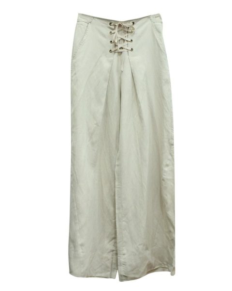 Ulla Johnson Lace Up Pleated Twill Pants in Beige Lyocell 7833194430524