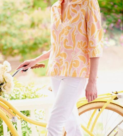 Sunshine Scroll Swing Top In Orange