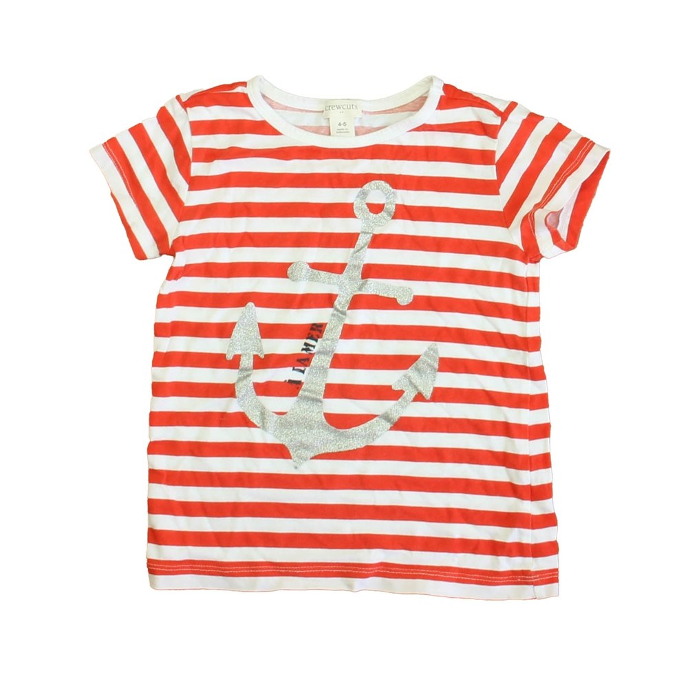 Crewcuts Girls Red | White | Silver Anchor T-Shirt 7805830758460