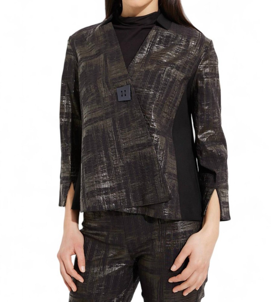 Notched Collar A-Line Jacket In Black/gold 7704764579900