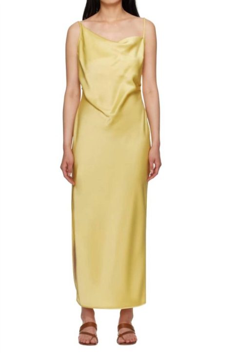 Lennie Satin Maxi Dress In Yellow 7704765595708