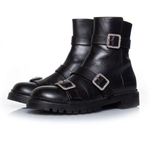 Hank flat jewel buckle ankle boots 7833196527676