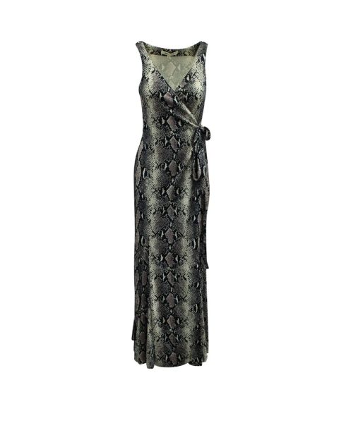 Diane Von Furstenberg Elisha Python Print Wrap Dress in Multicolor Silk 7833197248572