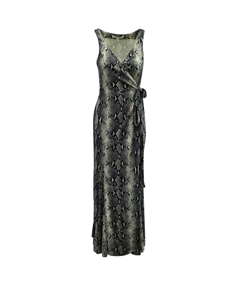 Diane Von Furstenberg Elisha Python Print Wrap Dress in Multicolor Silk 7833197248572