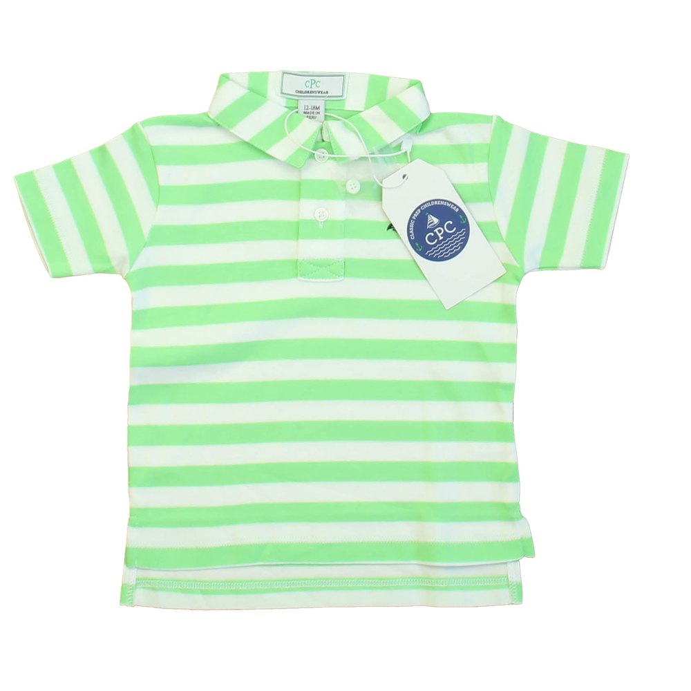 Classic Prep Boys Summer Green | Bright White Polo Shirt Size: 12-24 Months 7805832659004