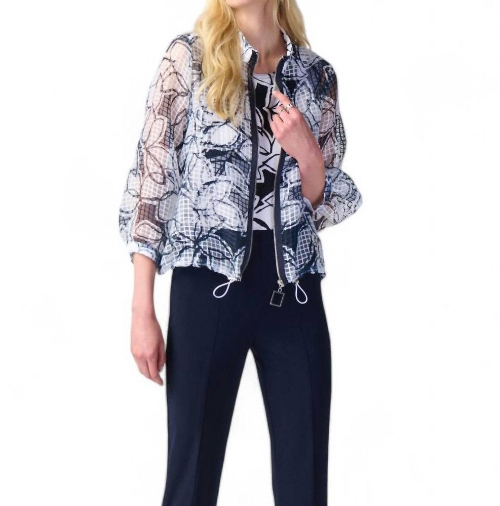 Organza Jacket With Camisole 2-Piece Set In Midnight Blue/white 7704769101884