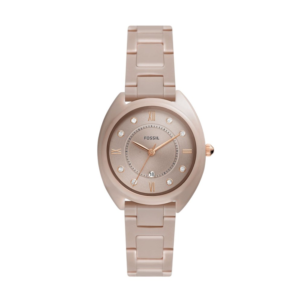 Fossil Women’s Gabby Three-Hand Date, Salted Caramel Ceramic and Stainless Steel Watch