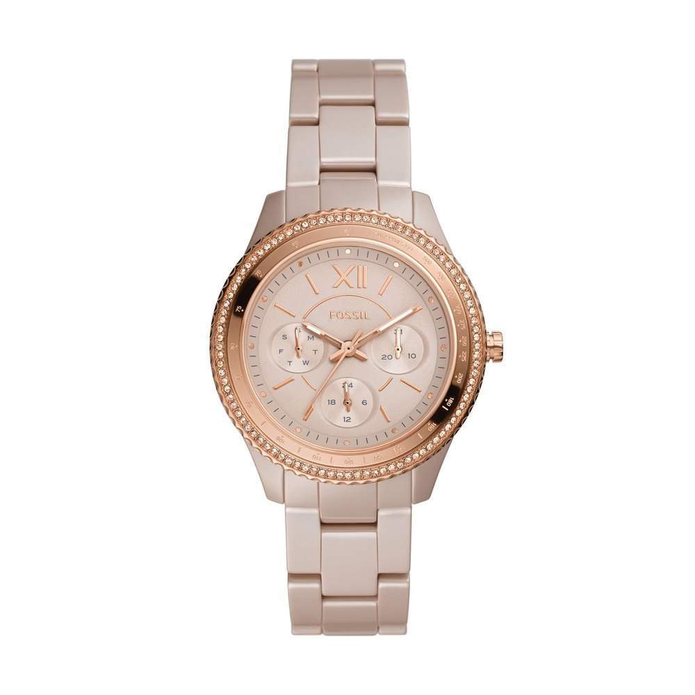 Fossil Women’s Stella Multifunction, Brown-Tone Ceramic Watch