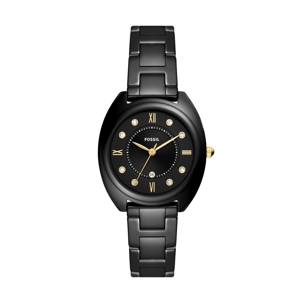 Fossil Women’s Gabby Three-Hand Date, Black-Tone Stainless Steel and Ceramic Watch