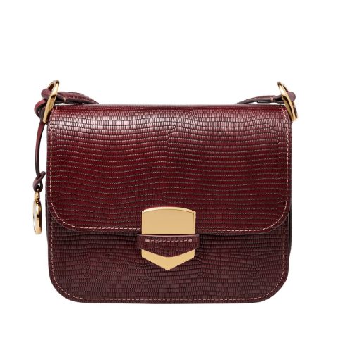 Fossil Women’s Lennox Italian Lizard-Embossed Leather Flap Crossbody