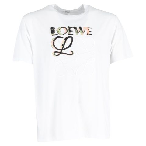 Loewe Glitch Anagram T-Shirt in White Cotton 7833201311804