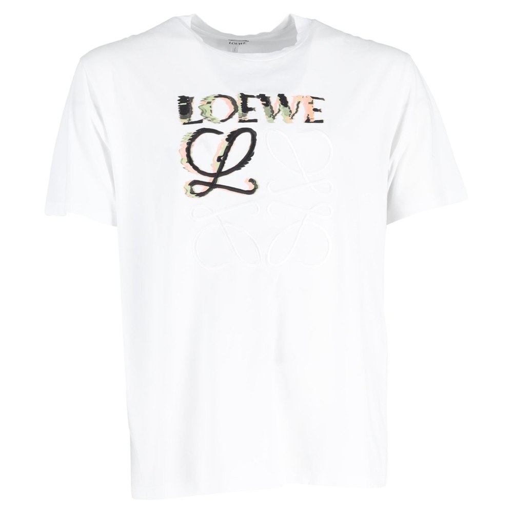 Loewe Glitch Anagram T-Shirt in White Cotton 7833201311804