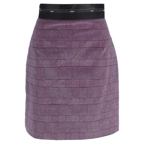 MSGM Prince Of Wales Plaid Mini A-Line Skirt in Pink Wool 7833205997628