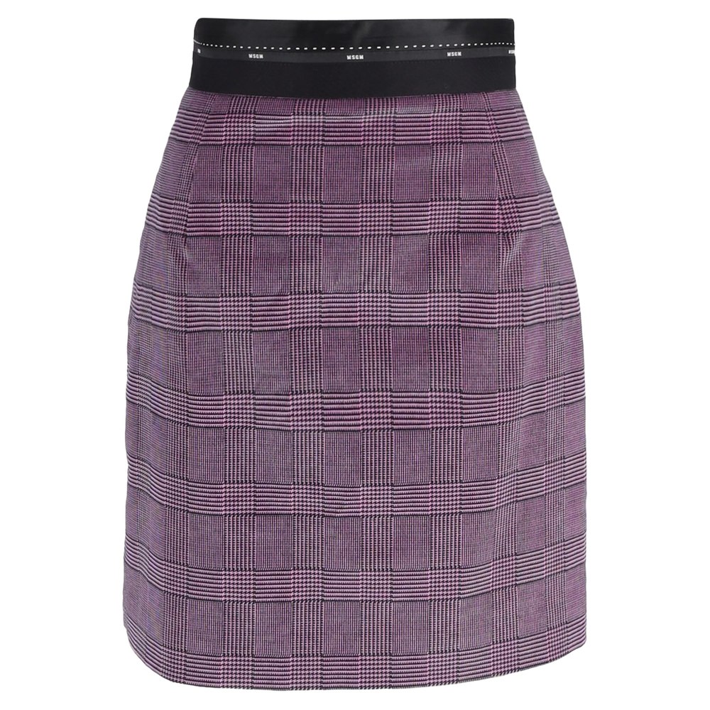 MSGM Prince Of Wales Plaid Mini A-Line Skirt in Pink Wool 7833205997628