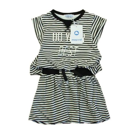 Mayoral Girls Black Stripe Dress 7805834723388