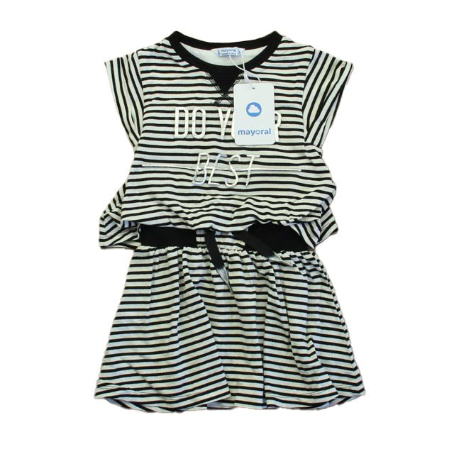 Mayoral Girls Black Stripe Dress 7805834723388