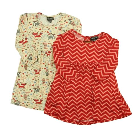 Picapino Girls Red | Ivory Racoons Dress 7805835313212