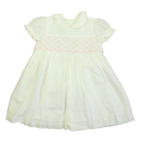 Mariella Ferrari Girls White | Pink Smocked Dress 7805835477052