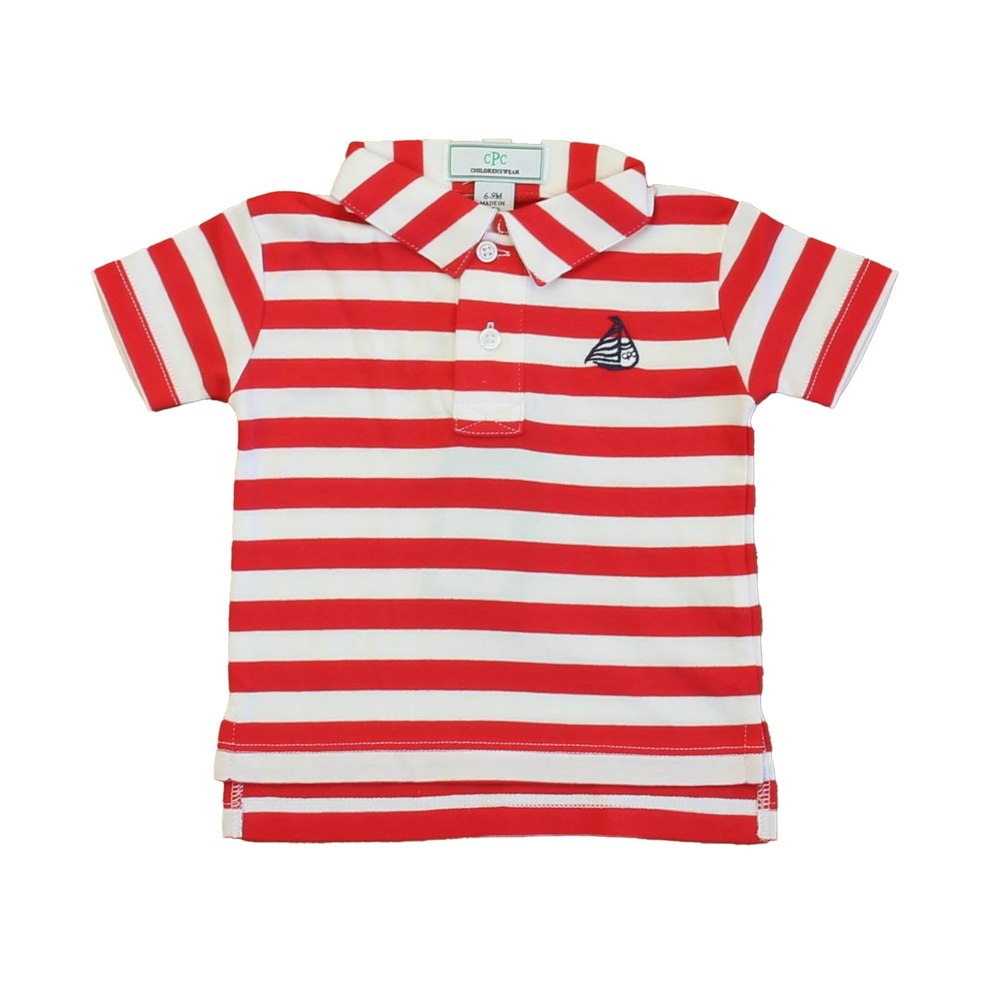 Classic Prep Boys Lollipop Red | White Polo Shirt Size: 12-24 Months 7805835509820
