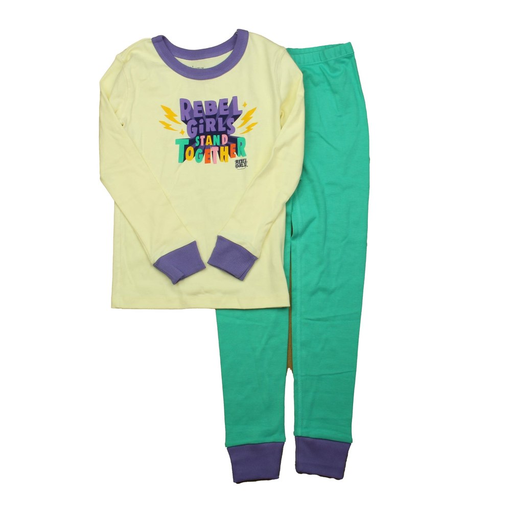 Mightly Girls Ivory | Turquoise 2-piece Pajamas 7805835444284