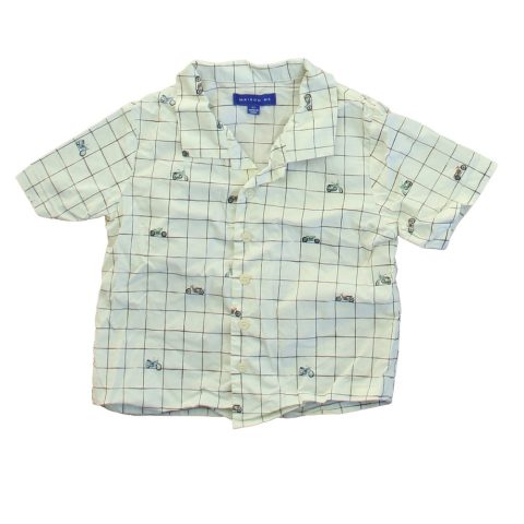 Maison Me Boys White Motorcycles Button Down Short Sleeve 7805835608124