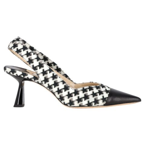Jimmy Choo Liya 65 Star Houndstooth Slingback Pumps in Black Wool 7833215369276