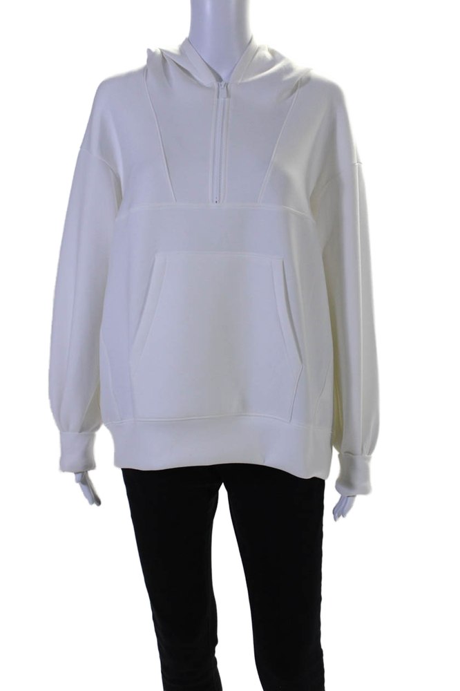 Lis Lareida Womens White Half Zip Long Sleeve Pullover Tara Hoodie 7833235030076