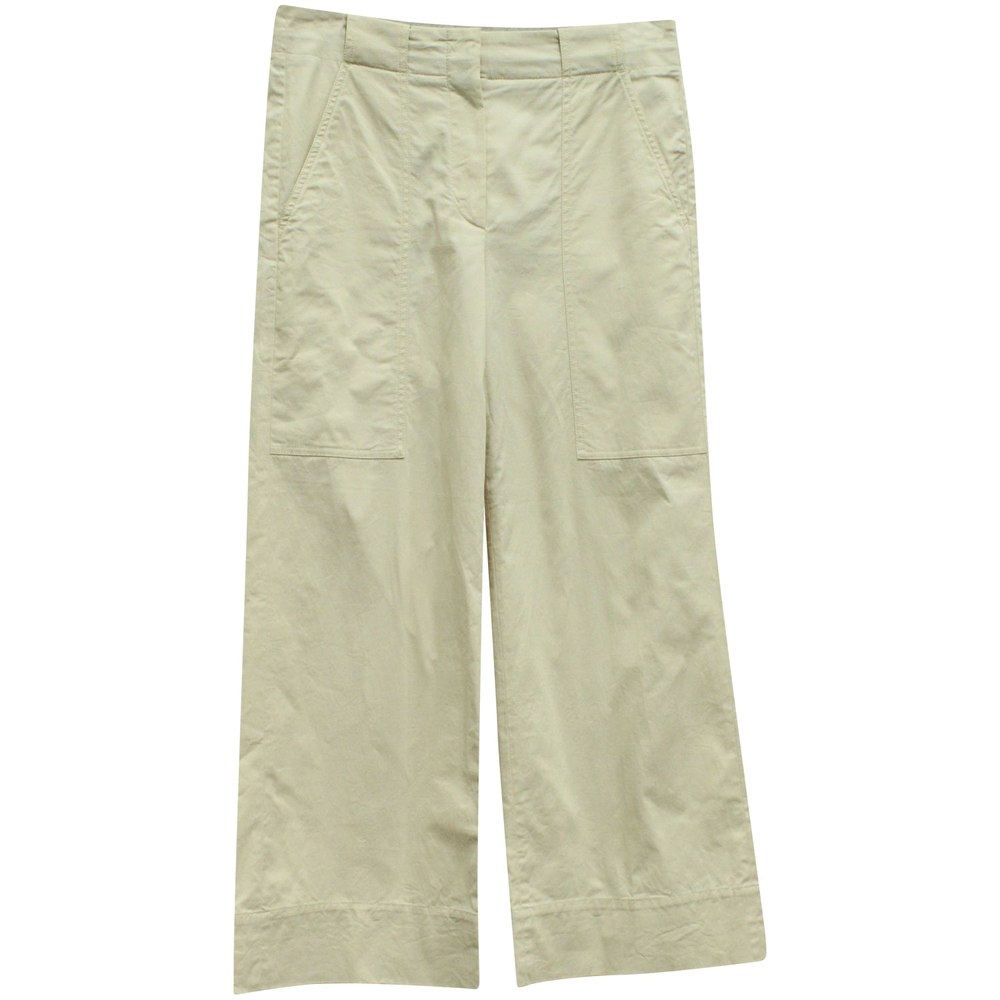 Brunello Cucinelli Wide Leg Pants in Beige Cotton 7833239879740