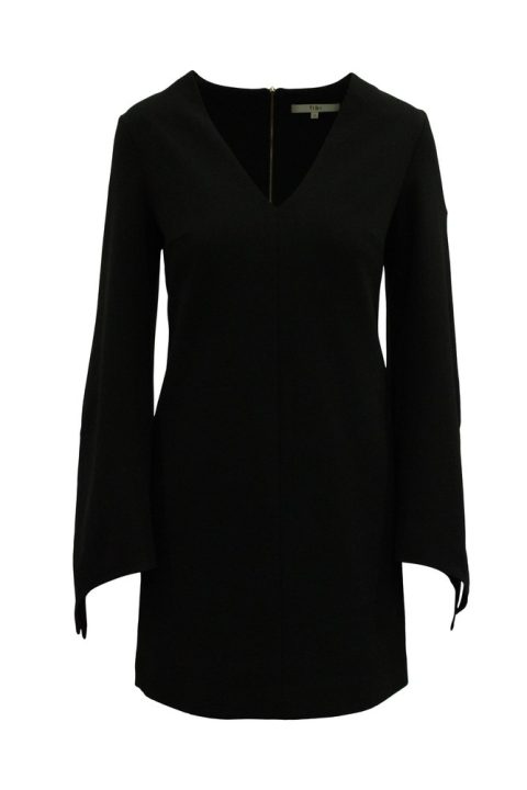 Tibi V-Neck Long Sleeve Dress in Black Polyester 7833240895548