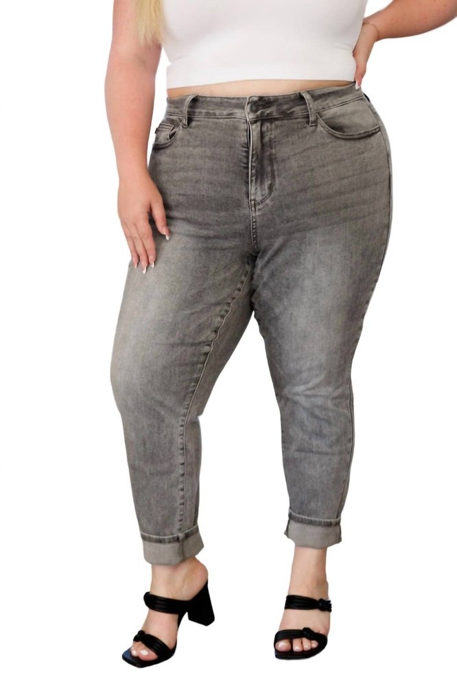 High Rise Stone Wash Slim Jeans In Gray 7704779358268