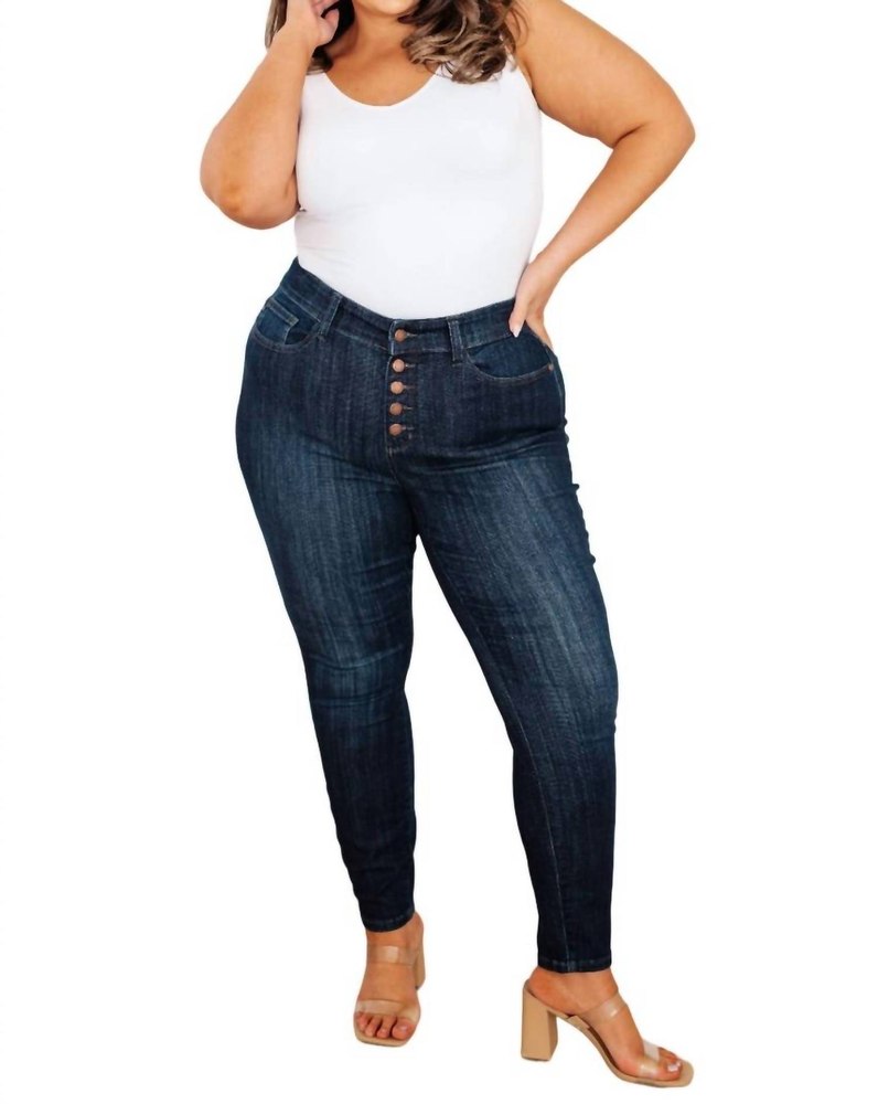 High Waist Hand Sanded Resin Skinny Jeans In Indigo 7704782798908