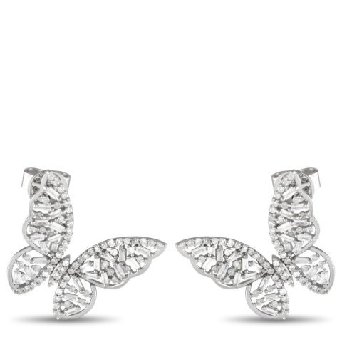 LB Exclusive 14K White Gold 1.0ct Diamond Butterfly Earrings ER28227