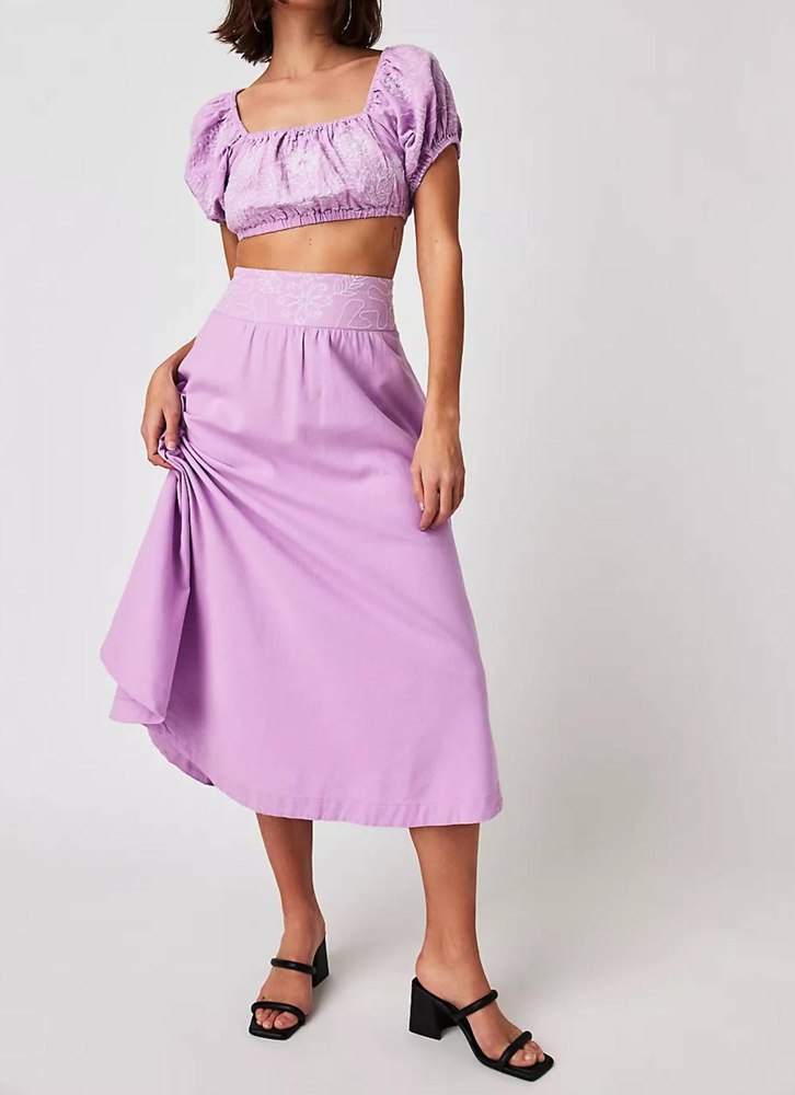 Lotus Crop Top And Skirt Set In Orchid