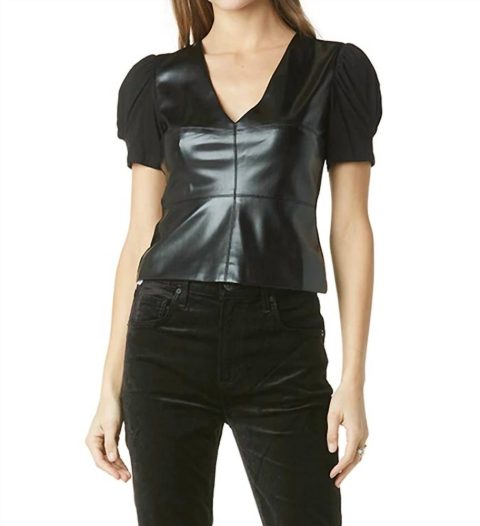 Harper Vegan Leather Top In Black
