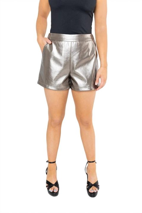 Vince Vegan Leather Short In Metal 7704786436156