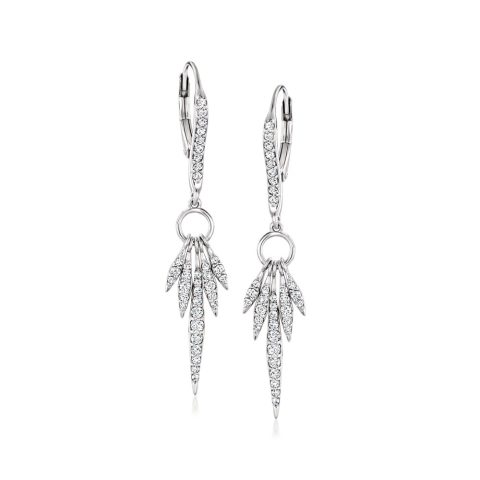 Ross-Simons Diamond Drop Earrings in Sterling Silver