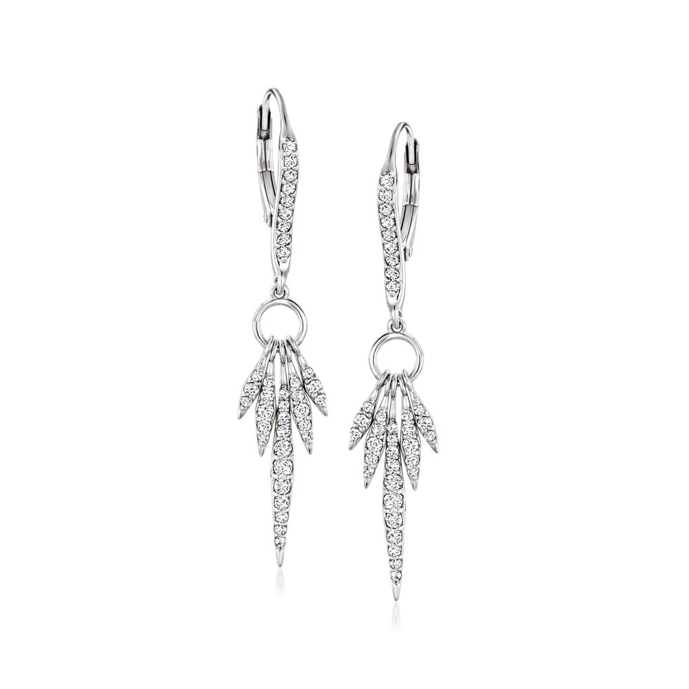 Ross-Simons Diamond Drop Earrings in Sterling Silver
