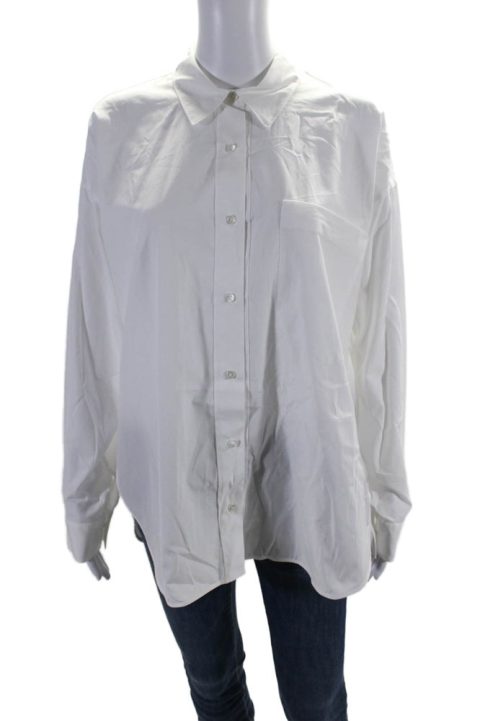 Lis Lareida Womens Cotton White Collar Long Sleeve Lucienne Shirt 7833283461180
