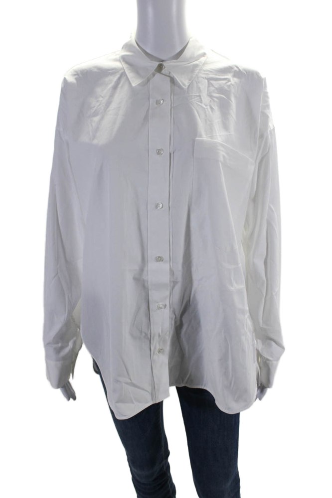 Lis Lareida Womens Cotton White Collar Long Sleeve Lucienne Shirt 7833283461180