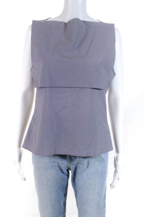 Givenchy Womens Sleeveless Boat Neck Boxy Top Purple Wool 7833288015932