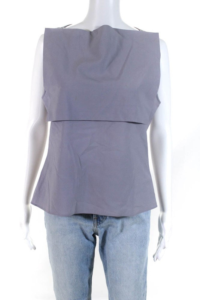 Givenchy Womens Sleeveless Boat Neck Boxy Top Purple Wool 7833288015932