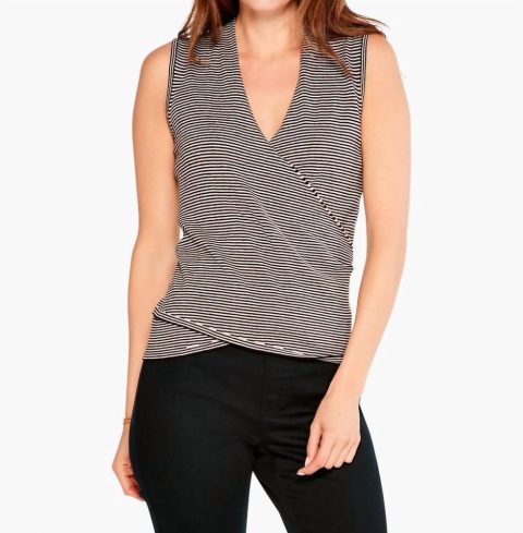 Striped Vital Wrap Tank In Black Multi