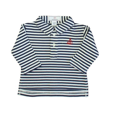 Classic Prep Boys Navy | Bright White | Red Rugby Shirt Size: 9-12 Months 7805838327868