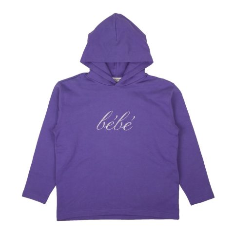 Balenciaga Rhinestone Bebe Cropped Logo Hoodie – Purple