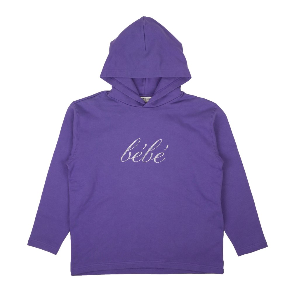 Balenciaga Rhinestone Bebe Cropped Logo Hoodie – Purple